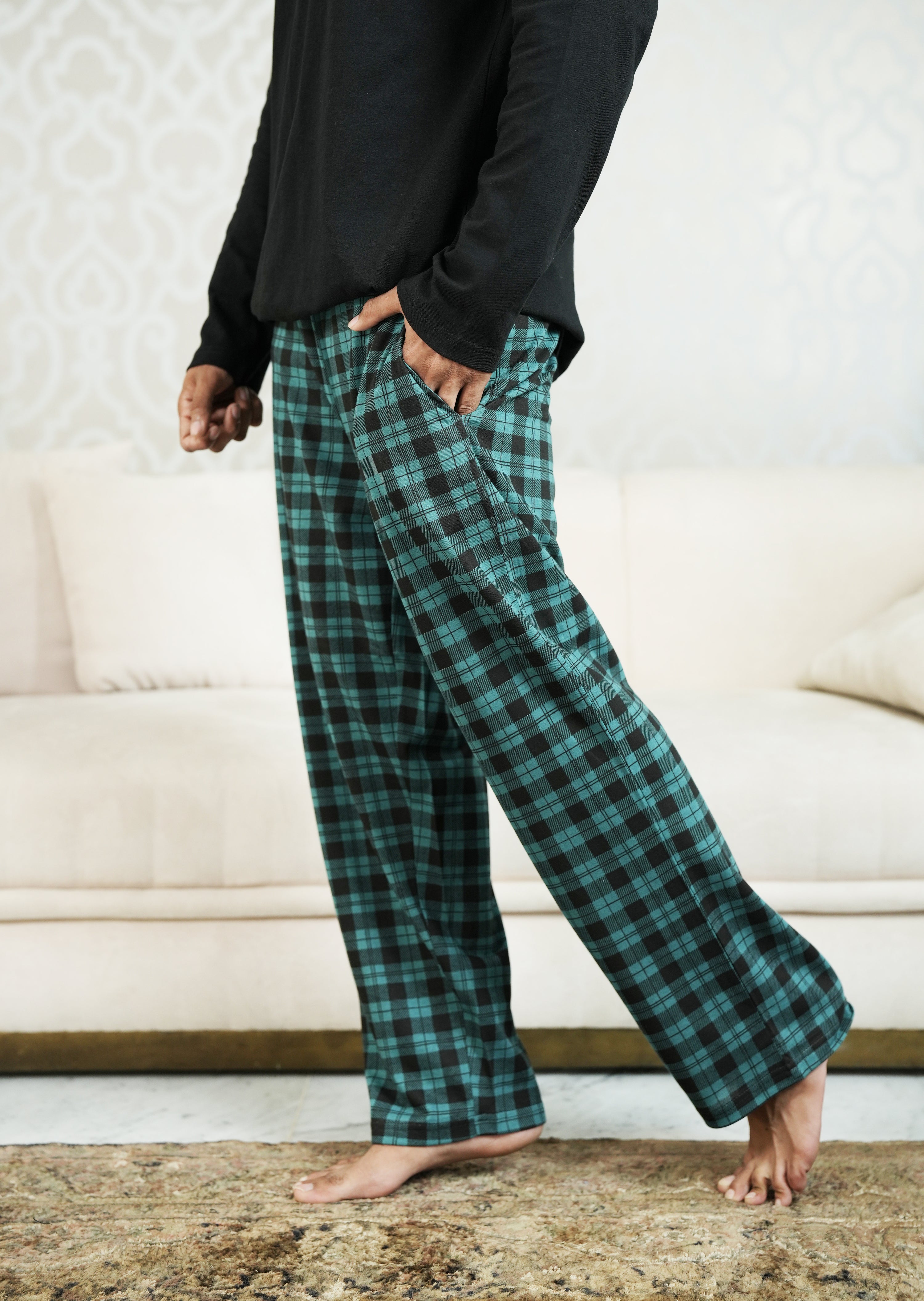 Men's Checked Nightwear – Green